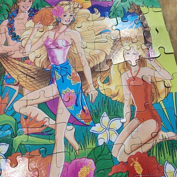Vintage 1989 Barbie Tropical Puzzle 100 Pc Mattel Hawaii Island Theme Complete - Picture 8 of 10